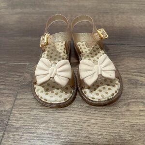 Mini Melissa Cream Bow Kids Sandals
